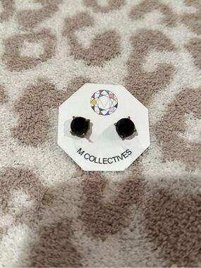 M Collective Black Stone Stud Earrings
